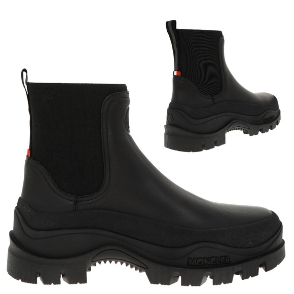 Moncler Larue Chelsea Ankle Boots Black Leather Size 10 US New main image 4